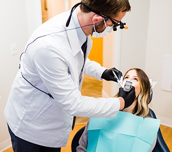 Smiling woman in dental chair