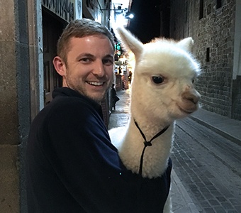 Dr. McVety with a llama