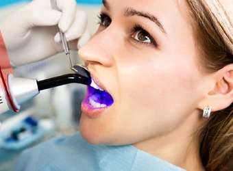 Patient receiving a tooth-colored filling at Casco Bay Smiles in Falmouth, ME