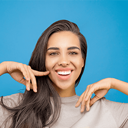 Patient thrilled with her Zoom teeth whitening results at Casco Bay Smiles